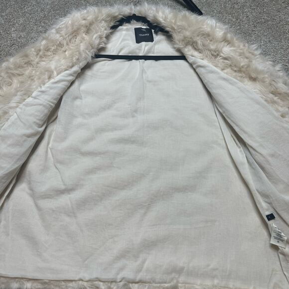 Theory Faux Fur Beige Clairene Jacket Size S - Picture 3 of 6